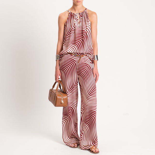 Zeroassoluto-Pantalone LEILA elastico dietro fanta - optical india/beige