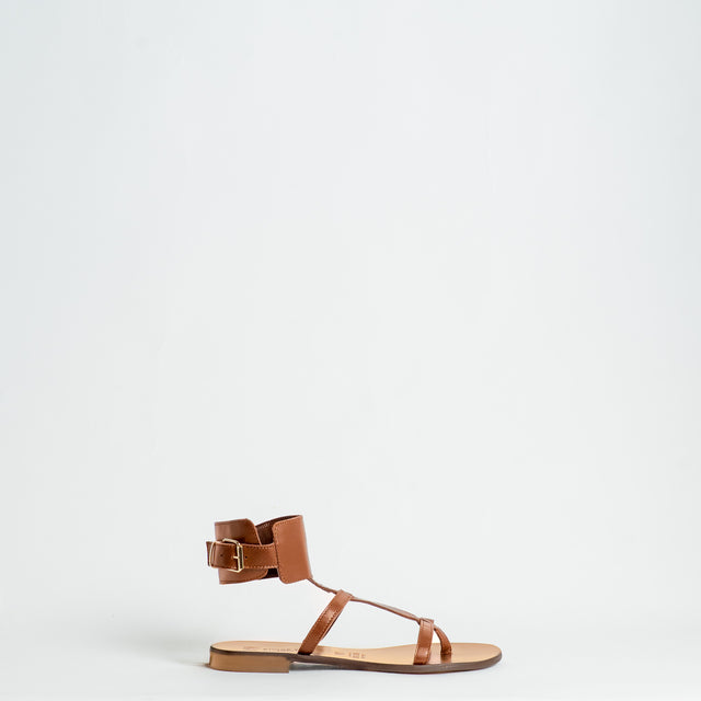 Divine Follie-Sandalo infradito cinturino alla caviglia - cuoio