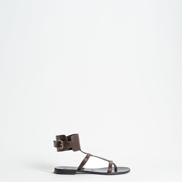 Divine Follie-Sandalo infradito cinturino alla caviglia - moro