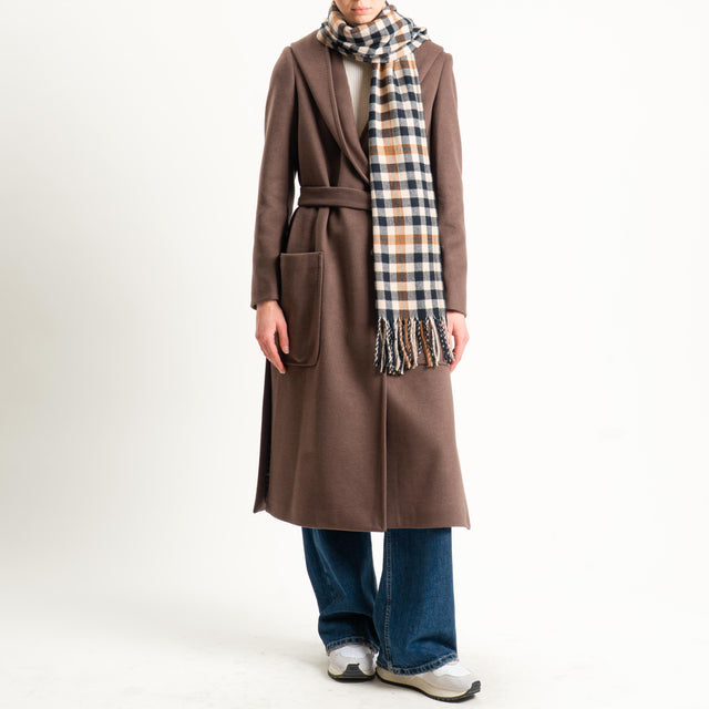 Vicolo-Sciarpa quadri - nero/beige