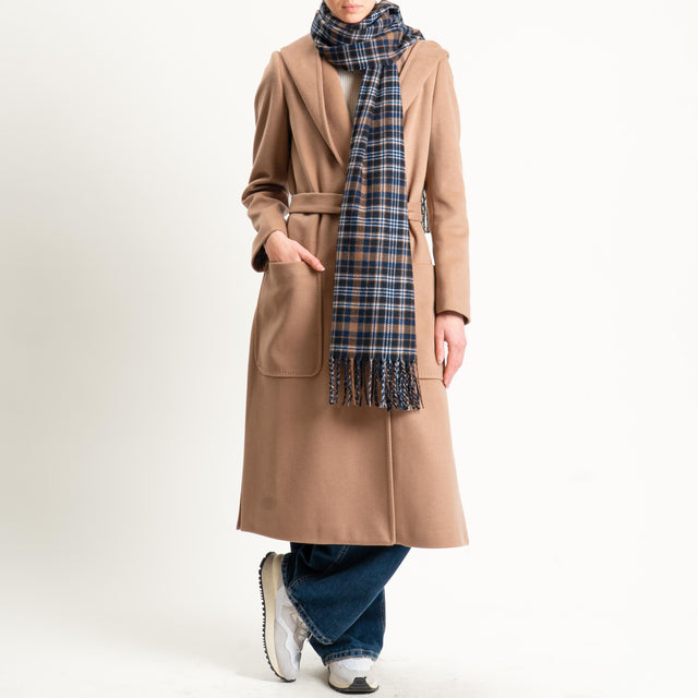 Vicolo-Sciarpa quadri - blu/cuoio/latte