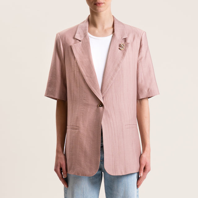 Tensione in-Giacca con spilla viscosa goffrato - rosa