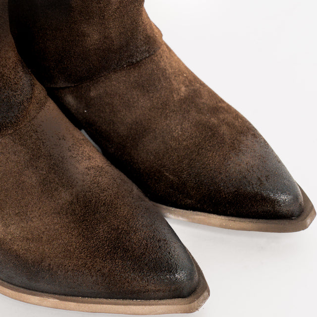 Divine Follie-Stivale in camoscio con reverse - moro
