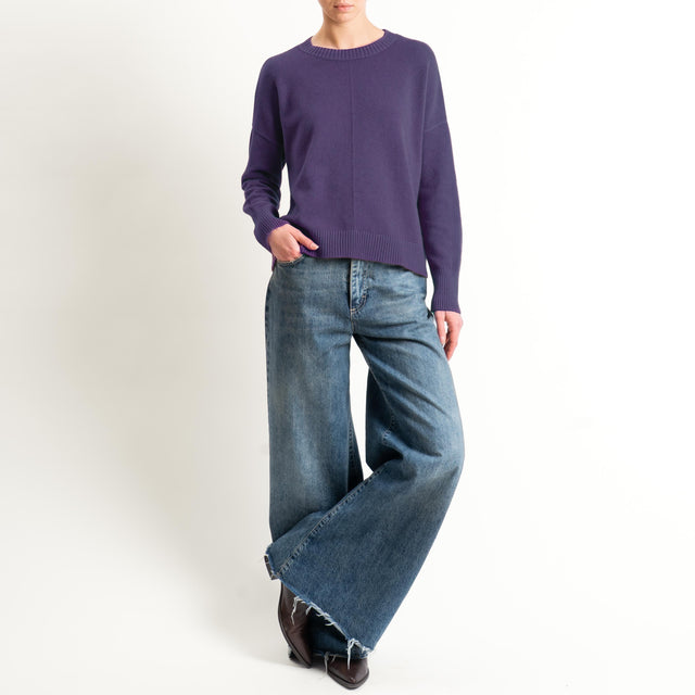 Zeroassoluto-Maglia scatola girocollo riga centrale - uva