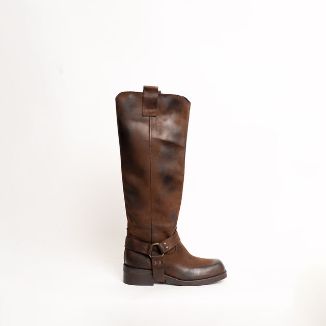 Divine Follie-Biker in nabuk con cinturino - moro