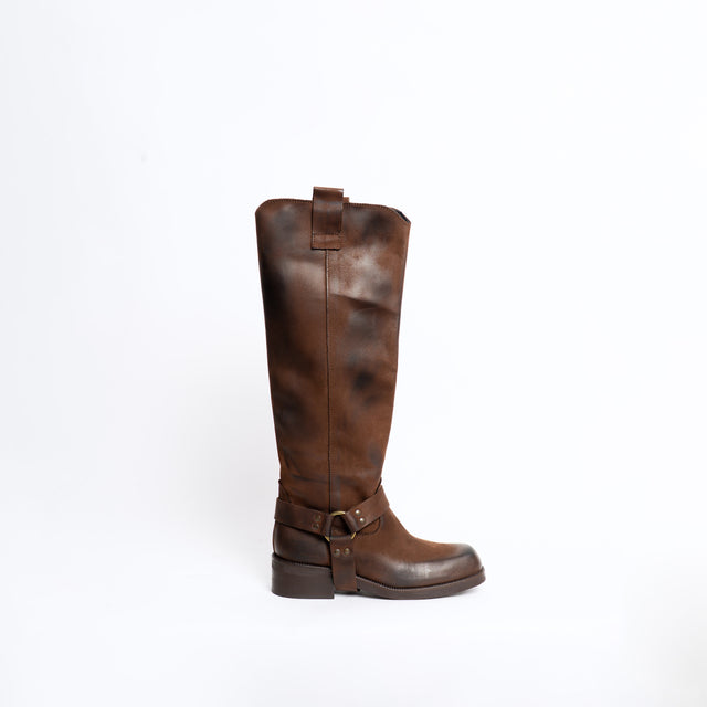Divine Follie-Biker in nabuk con cinturino - moro