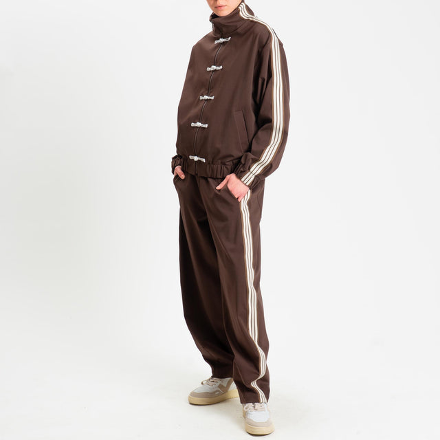 Motel-Felpa mandarin banda laterale - moro/burro