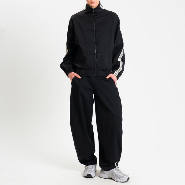 Motel-Felpa mandarin banda laterale - nero/burro