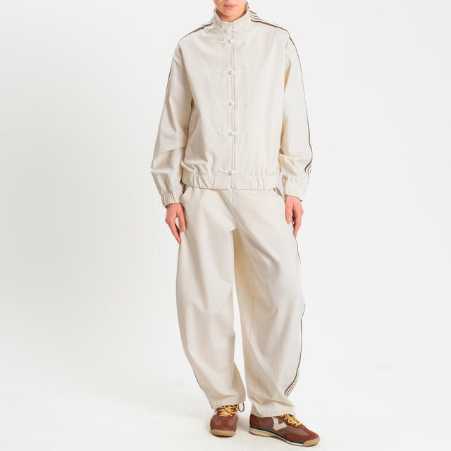 Motel-Felpa mandarin banda laterale - burro/moro