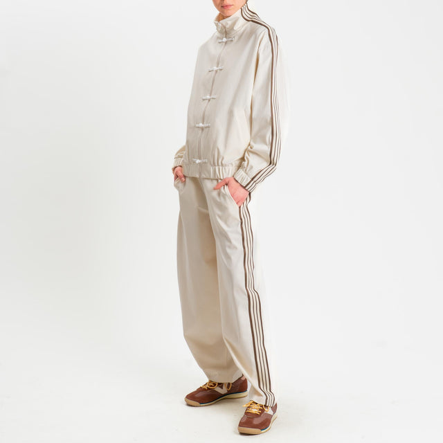 Motel-Felpa mandarin banda laterale - burro/moro