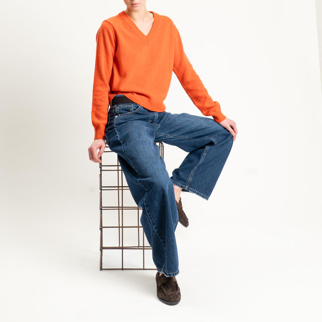Tensione in-Maglia scollo v misto cashmere - arancio