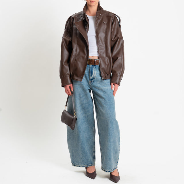 Vicolo- Bomber similpelle martellata - moro