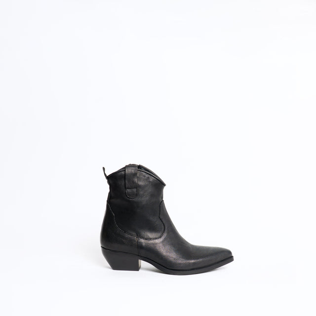 Divine Follie-Texano basso in pelle zip laterale - nero