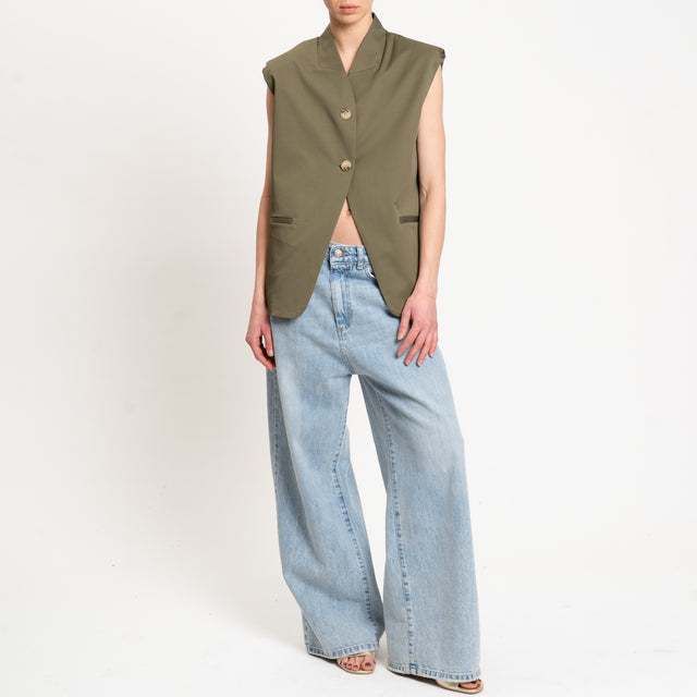 Dixie-Gilet con spalline cotone elasticizzato - militare