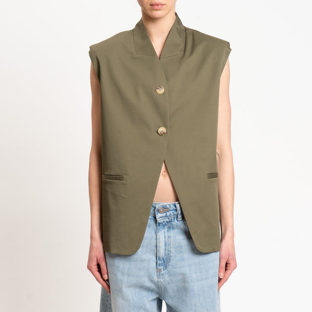 Dixie-Gilet con spalline cotone elasticizzato - militare