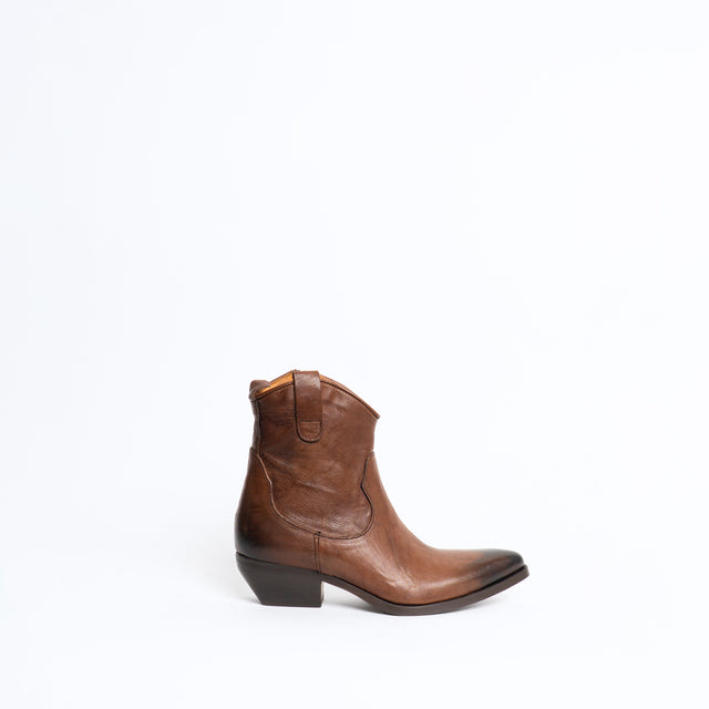 Divine Follie-Texano basso in pelle zip laterale - cuoio