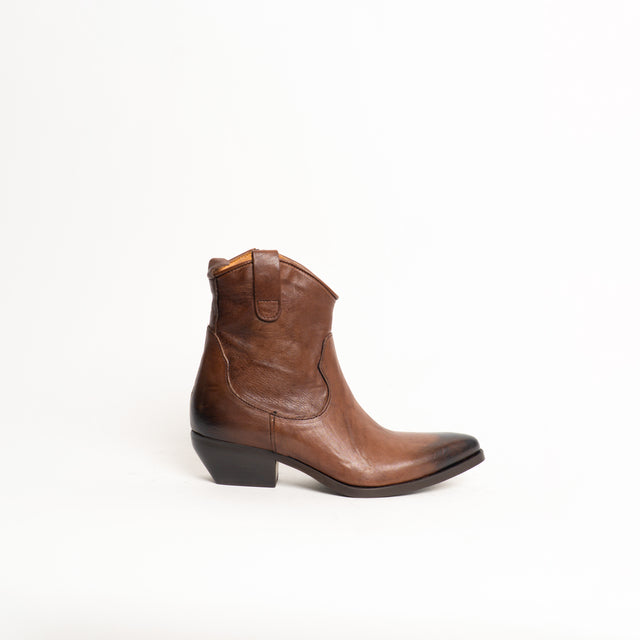 Divine Follie-Texano basso in pelle zip laterale - cuoio