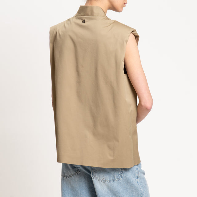 Dixie-Gilet con spalline cotone elasticizzato - beige