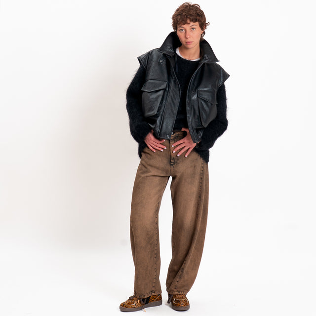 Dixie-Gilet similpelle martellata con tasche - nero