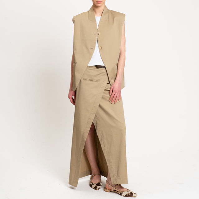 Dixie-Gilet con spalline cotone elasticizzato - beige