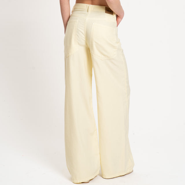 Dixie-Pantalone drill wide leg tela slegata ultra light in cotone- giallo