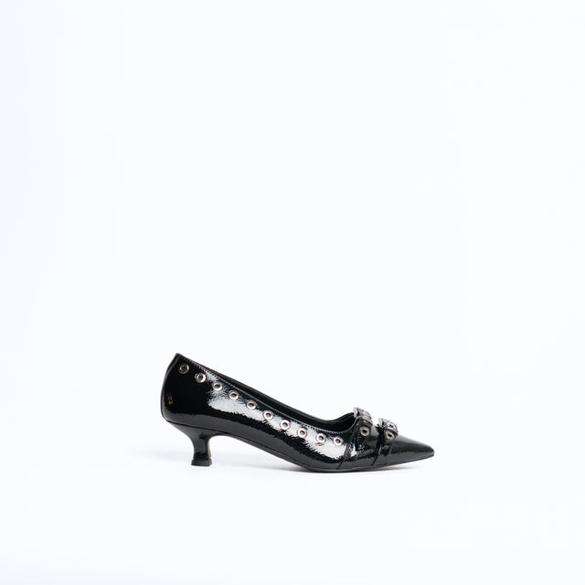 Divine Follie-Ballerina naplak doppia fibbia con borchie - nero