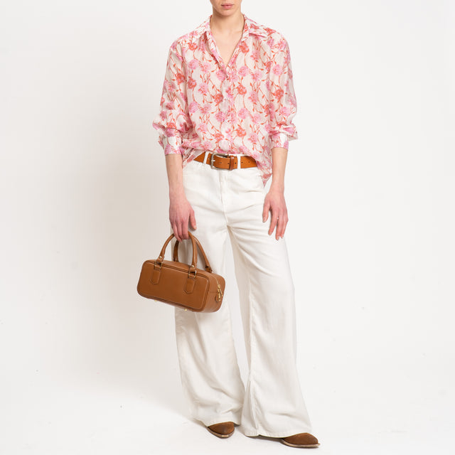 Dixie-Pantalone drill wide leg tela slegata ultra light in cotone - burro