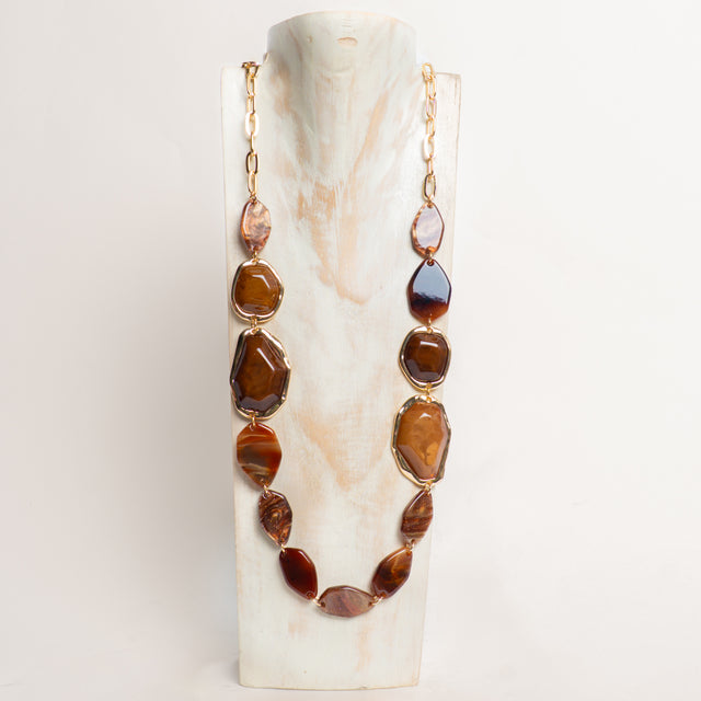 W by Whitemood-Collana lunga con pietre - bronzo