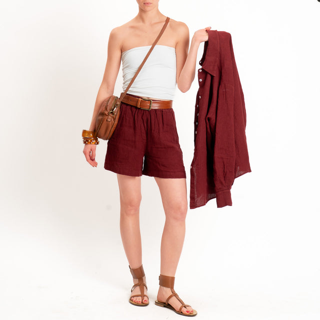Zeroassoluto-Shorts elastico in vita 100% lino premium washed - india