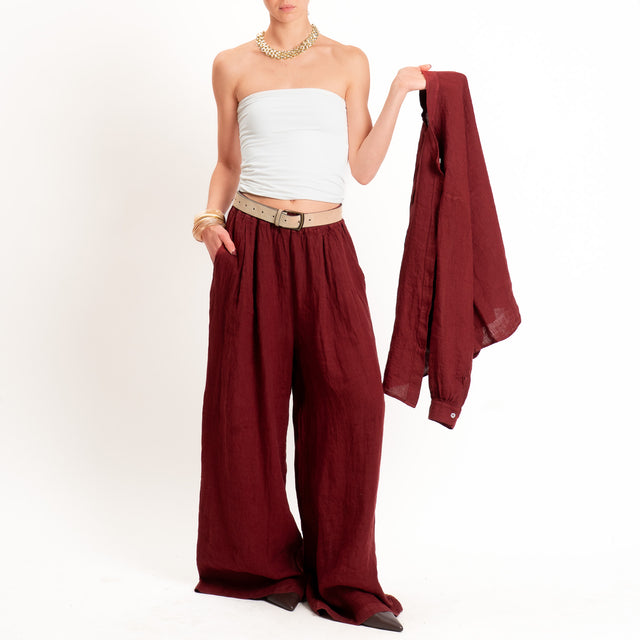 Zeroassoluto-Pantalone wide leg 100% lino premium washed - india