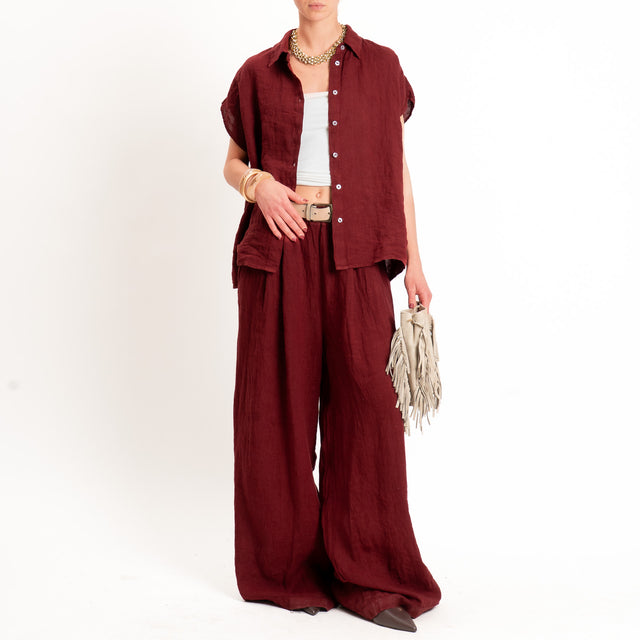 Zeroassoluto-Pantalone wide leg 100% lino premium washed - india