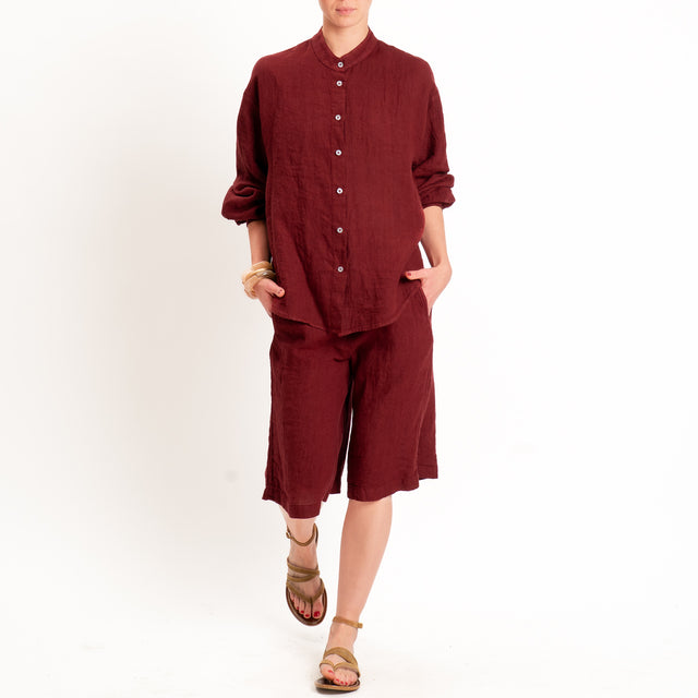 Zeroassoluto-Bermuda elastico in vita 100% lino premium washed - india
