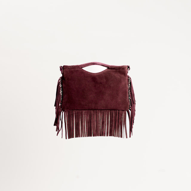 W by Whitemood-Borsa a mano scamosciata con frange - vino