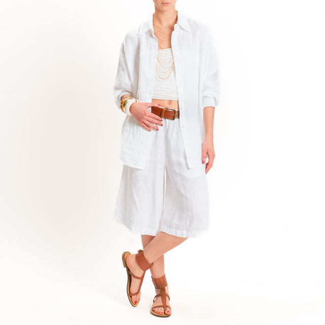 Zeroassoluto-Camicia 100% lino premium washed - bianco
