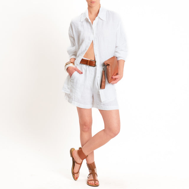 Zeroassoluto-Camicia 100% lino premium washed - bianco