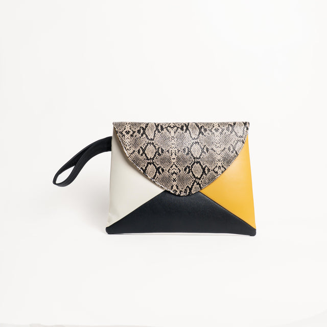 Tensione in-Maxi pochette animalier - nero/latte/senape