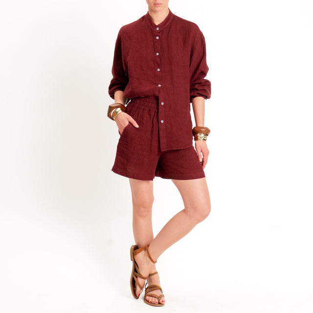 Zeroassoluto-Camicia collo coreana 100% lino premium washed - india