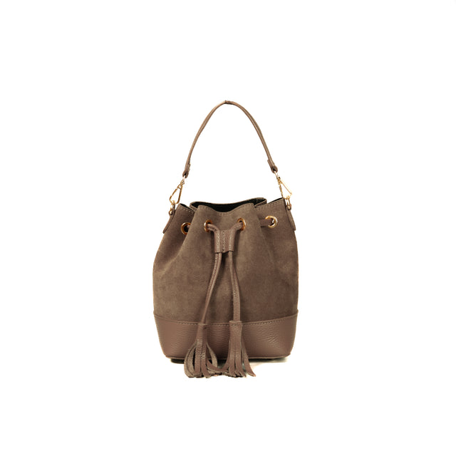 Bolso cubo con borlas de W by Whitemood - color topo