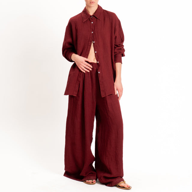 Zeroassoluto-Pantalone wide leg 100% lino premium washed - india