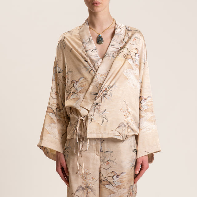 Dixie-Giacca kimono fantasia - sabbia/latte/verde