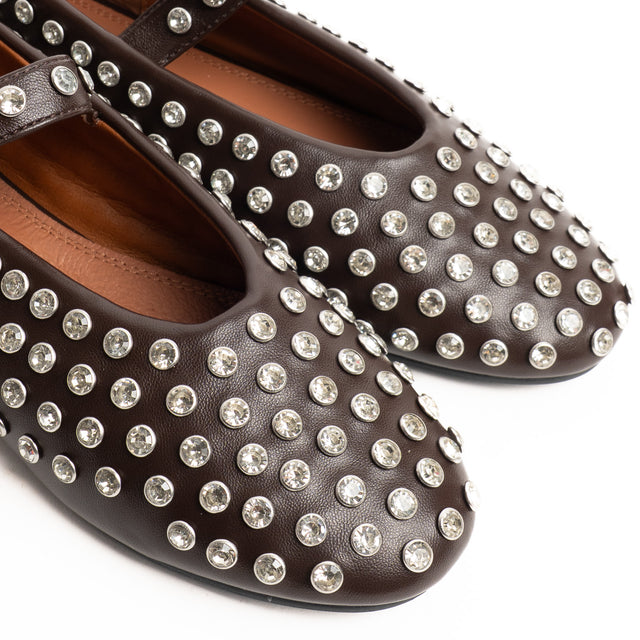 Ovyè-Ballerina con strass - moro/argento