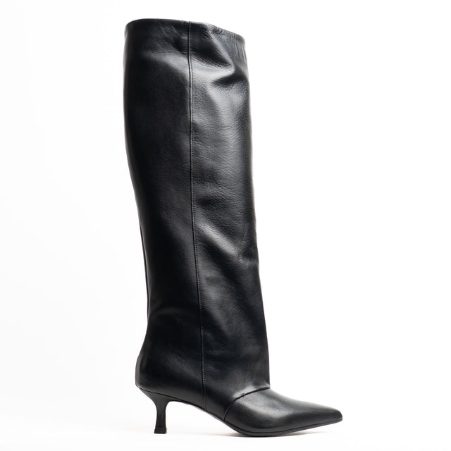 Divine follie-Stivale con tacco in pelle - nero