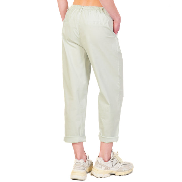 Zeroassoluto-Pantalone LORY baggy cotone elasticizzato - acqua