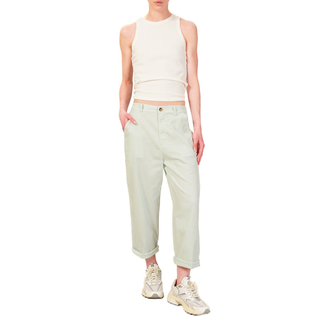 Zeroassoluto-Pantalone LORY baggy cotone elasticizzato - acqua