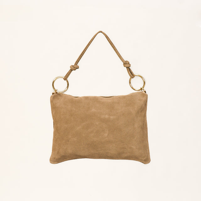 W by Whitemood-Borsa a spalla in pelle scamosciato - sand