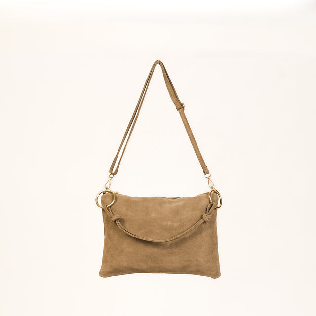 W by Whitemood-Borsa a spalla in pelle scamosciato - sand