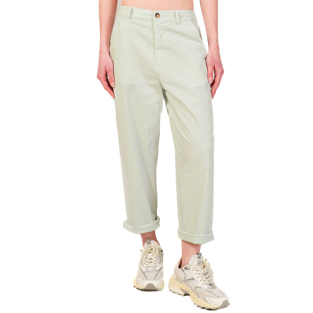 Zeroassoluto-Pantalone LORY baggy cotone elasticizzato - acqua