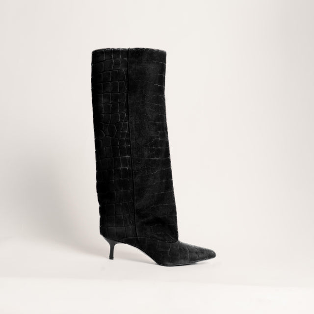 Ovye'-Stivale in camoscio stampa cocco - nero