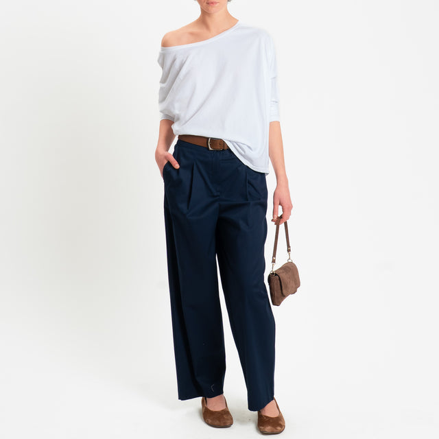 Tensione in-Pantalone in cotone con pinces - blu