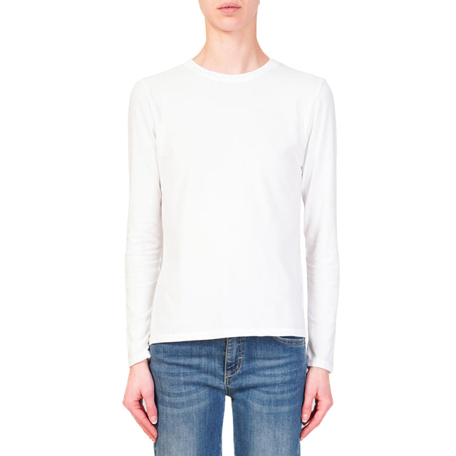 Zeroassoluto-T-shirt girocollo stretto 100% cotone - bianco
